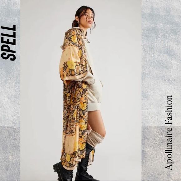 SPELL GYPSY COLLECTIVE HIBISCUS LANE MAXI ROBE IN LICORICE NWT M/L RARE - Picture 2 of 9